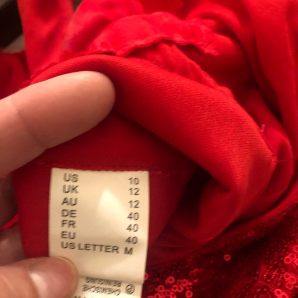 Kate Kasin formal red sequin dress 16inch PTP, 47 inch long, Size 10 - Picture 2 of 11